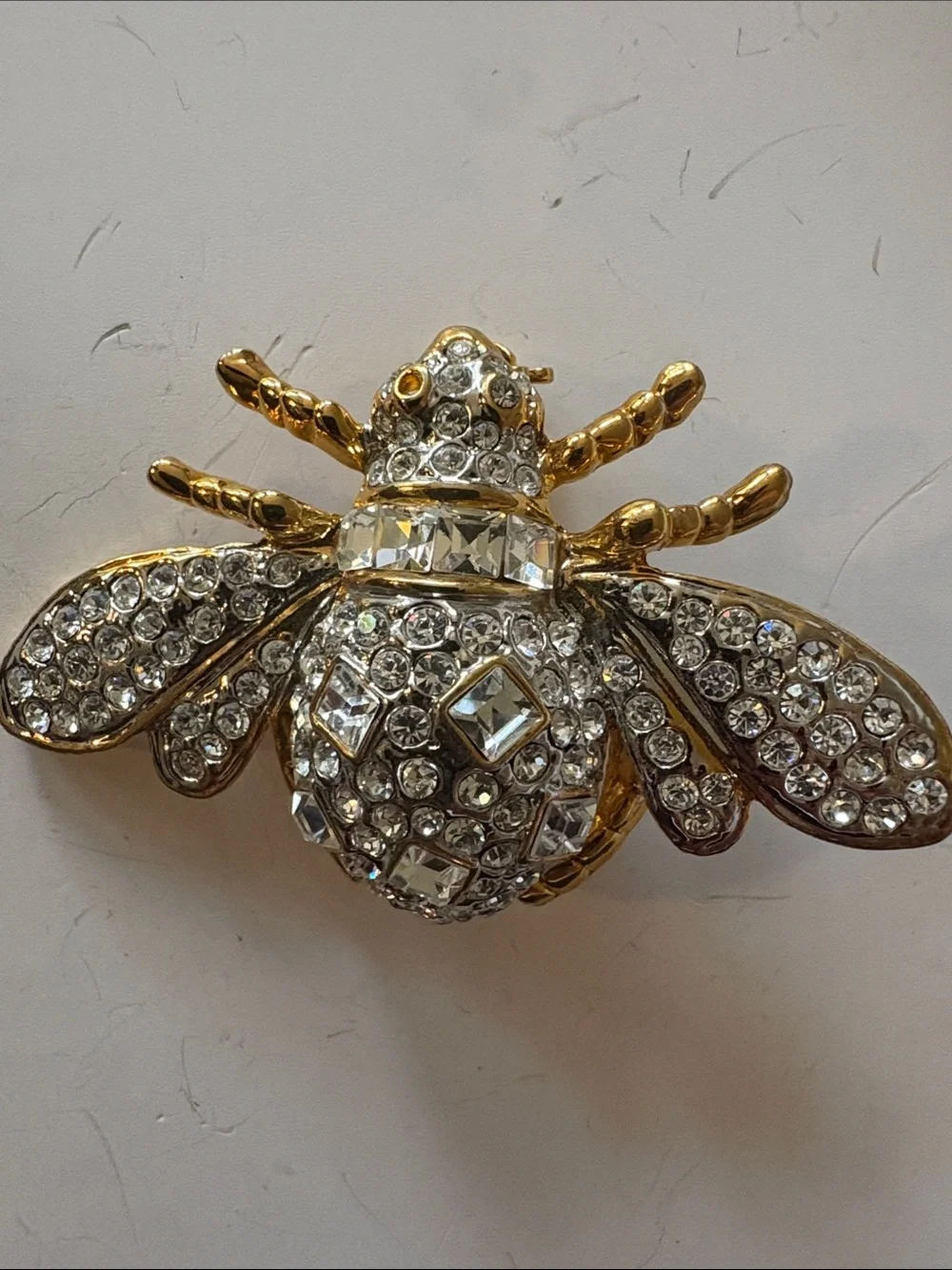Gold and Crystal Bee Brooch - Sparkling Women’s Accessory